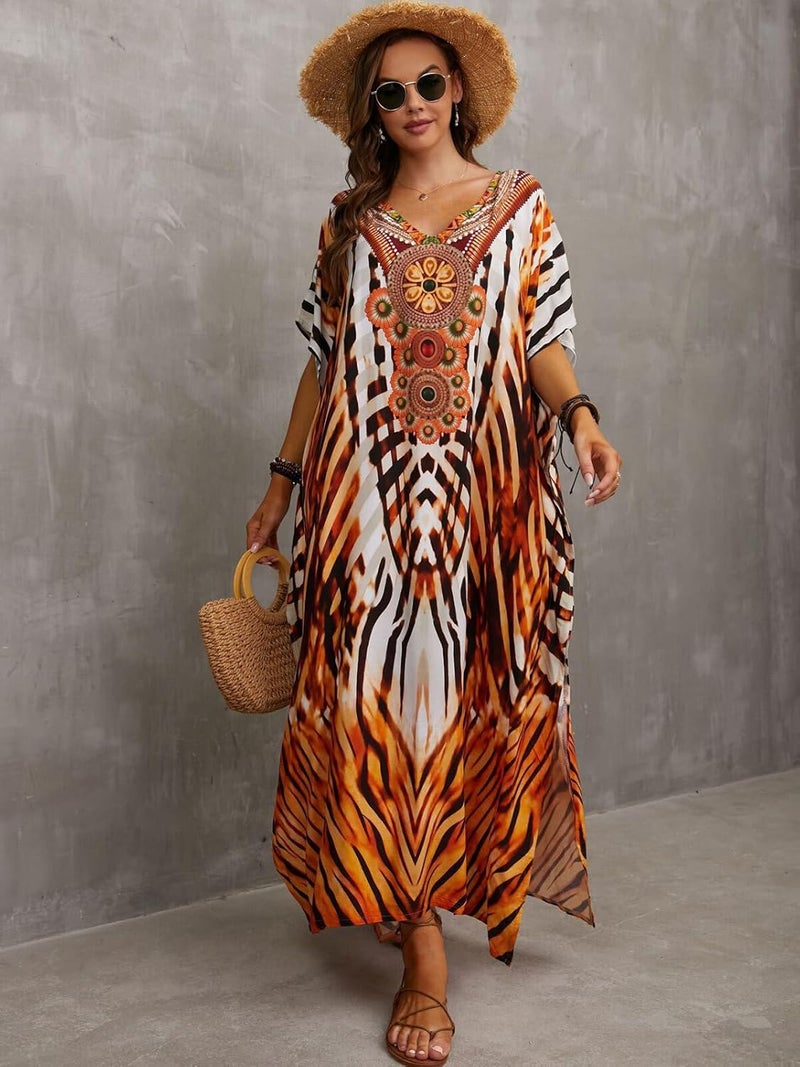 IMAGEKOPE Kaftan Dresses for Women Plus Size Bathing Suit Cover up Caftan Maxi Beach Dresses - Image 4